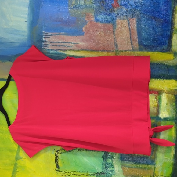 The Limited red cap sleeved tie waist top large - Picture 5 of 8